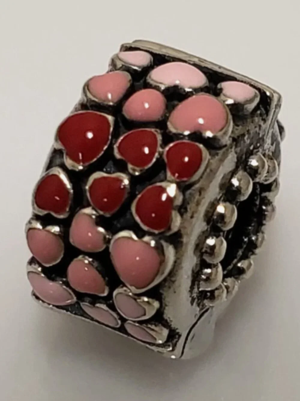 New Pandora Sterling Silver Burst of Love Clip with Red and Pink Enamel 796594EN